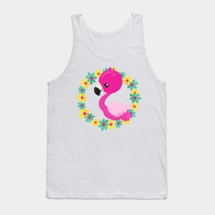 Cute Flamingo, Baby Flamingo, Bird, Flowers Tank Top